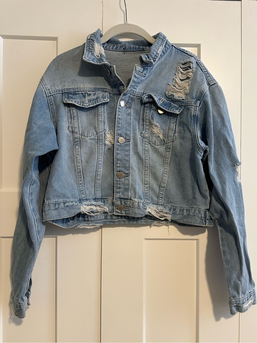 Distressed Denim Cropped Jacket